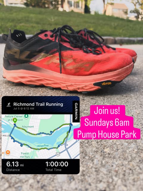 Sunday trail run route at Pump House Park